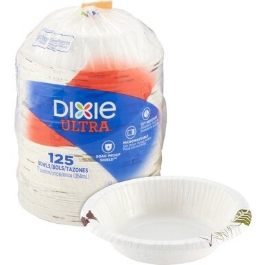 Dixie Ultra&amp;reg; Pathways 12 oz Heavyweight Paper Bowls by GP Pro - Pathways - Disposable - Microwave Safe - White - Paper Body - 125 / Pack