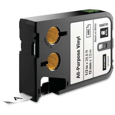 Dymo XTL All-purpose Vinyl Labels - 15/32&quot; Width - Permanent Adhesive - Thermal Transfer - White - Vinyl - 1 Each - Chemical Resistant, Durable, Fade Resistant, Smear Resistant, Easy Peel, Temperature