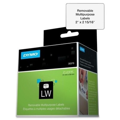 Dymo Removable Multipurpose LabelWriter Labels - 2&quot; Width x 2 11/32&quot; Length - White - 250 / Roll - 250 Box