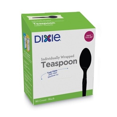 Grab√É¬¢√¢‚Äö¬¨√¢‚Äû¬¢N Go Wrapped Cutlery, Teaspoons, Black, 90/Box, 6 Box/Carton