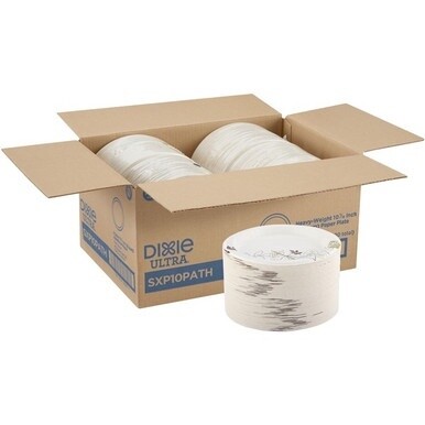 Dixie Ultra&amp;reg; Pathways 10-1/16&quot; Heavyweight Paper Plates by GP Pro - 125 / Pack - Serving - Microwave Safe - White - Paper Body - 125 / Pack
