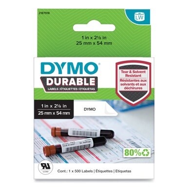 LW Durable Labels, Medical Prescription Label, 1&quot; x 2.13&quot;, White, 500 Labels/Roll