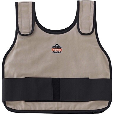 Chill-Its 6235 Standard Cooling Vest - Recommended for: Indoor, Outdoor - Small/Medium Size - Hook &amp; Loop Closure - Cotton, Fabric - Khaki - Adjustable, Comfortable, Long Lasting, Flexible - 1 Each