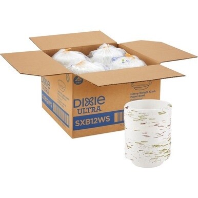 Dixie Ultra&amp;reg; Pathways 12 oz Heavyweight Paper Bowls by GP Pro - 125 / Pack - Microwave Safe - White - Paper Body - 4 / Carton