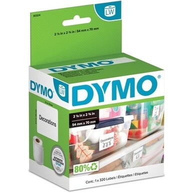 Dymo LabelWriter Large Multipurpose Labels - 2 1/8&quot; Width x 2 3/4&quot; Length - Rectangle - Direct Thermal - White - 320 / Roll - 320 Box