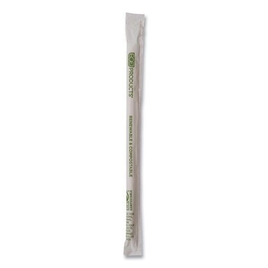 Renewable and Compostable PHA Straws, 7.75&quot;, Natural White, 2,000/Carton