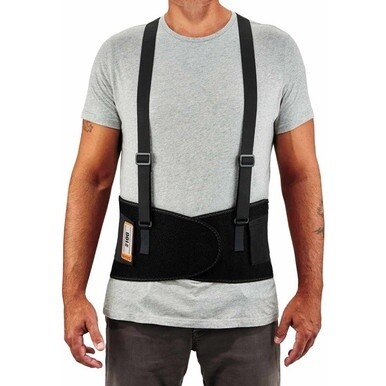 Ergodyne ProFlex 100 Economy Back Support Brace - 34&quot; - 38&quot; Waist Size - Black - 280D Spandex, Rubber, Polypropylene
