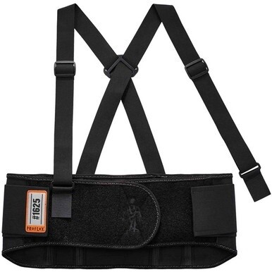 Ergodyne ProFlex 1625 Elastic Back Support Brace - 25&quot; - 30&quot; Waist Size - Black - Elastic, Polypropylene, Rubber