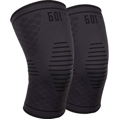 Ergodyne ProFlex 601 Knee Compression Sleeve - 14.17&quot; - 16.54&quot; Knee Circumference - Black - Silicone, Elastic