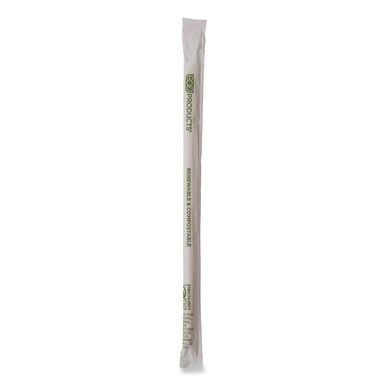 Renewable and Compostable PHA Straws, 10.25&quot;, Natural White, 1,250/Carton