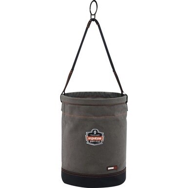Arsenal 5960 Canvas Hoist Bucket with D-Rings - Reinforced, Handle, Pocket, Durable, Storm Drain - 14&quot; - Plastic, Nylon, Nickel Plated, Synthetic Leather, Canvas - Gray - 1 Each