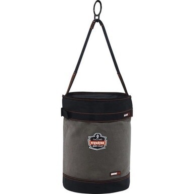 Arsenal 5960T Bucket - Reinforced, Handle, Pocket, Durable, Storm Drain - 14&quot; - Plastic, Nylon, Nickel Plated, Synthetic Leather, Canvas - Gray - 1 Each