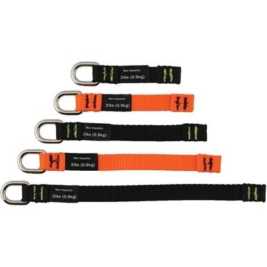 Squids 3700 Web Tool Tether Attachment - D-Ring Tool Tails - 2lbs (6-Pack) - 0.3&quot; Width x 9.5&quot; Height x 4&quot; Length - 6 Pack - Black, Orange - Nylon Webbing