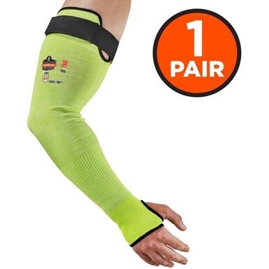 Ergodyne ProFlex 7941 Cut-Resistant Protective Arm Sleeve Pair - 22&quot; Length - Lime - Kevlar, Yarn - Machine Washable, Heat Resistant, Moisture Wicking, Cut Resistant, Breathable, Comfortable, High Vis
