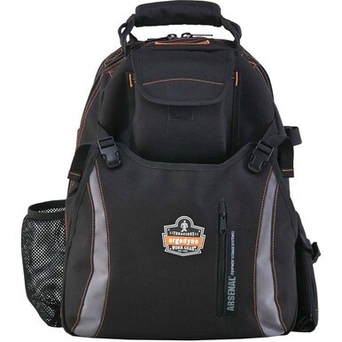 Ergodyne Arsenal 5843 Carrying Case (Backpack) Tools - Black - 1200D Ballistic Polyester, Polyester Body - Shoulder Strap - 18&quot; Height x 8.5&quot; Width x 13.5&quot; Depth - 1 Each