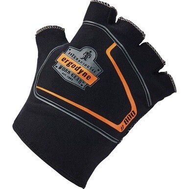 Ergodyne ProFlex 800 Glove Liners - Small/Medium Size - Half Finger - Black - Anti-Vibration, Durable, Breathable, Impact Resistant - 1 - 0.50&quot; Thickness - 9&quot; Glove Length