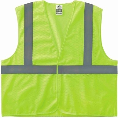 GloWear 8205HL Super Econo Mesh Vest - Recommended for: Construction, Emergency, Warehouse, Baggage Handling - Extra Small Size - Hook &amp; Loop Closure - Polyester Mesh, Mesh Fabric - Lime - Lightweight