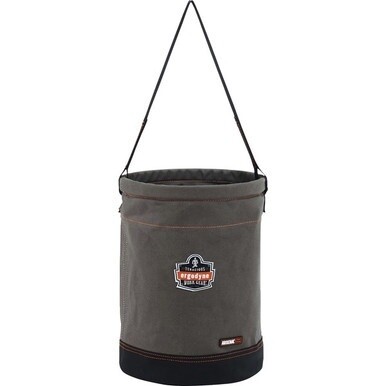 Arsenal 5930 Web Handle Canvas Hoist Bucket - Reinforced, Handle, Pocket, Durable, Storm Drain - 14&quot; - Plastic, Nylon, Nickel Plated, Synthetic Leather, Canvas - Gray - 1 Each