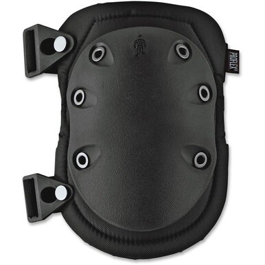 Ergodyne Wide Slip Resistant Rubber Cap Knee Pad - Black - Abrasion Resistant, Slip Resistant, Puncture Resistant, Buckle Closure - 2 / Pair