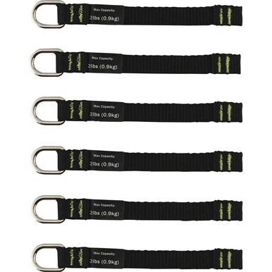 Squids 3700 Web Tool Tether Attachment - D-Ring Tool Tails - 2lbs (6-Pack) - 0.3&quot; Width x 9.5&quot; Height x 4&quot; Length - 6 Pack - Black
