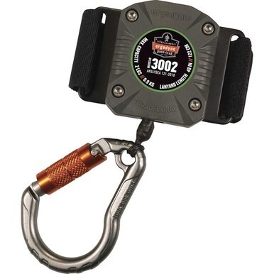 Squids 3002 Standard Gray Retractable Tool Lanyard - Belt Clip + Carabiner - 1 Each - 1.98 lb Load Capacity - Standard - Loop/Locking Carabiner Attachment - 1.5&quot; Height x 5&quot; Width x 48&quot; Length - Gray 