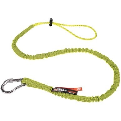 Squids 3100 Extended Single Carabiner Tool Lanyard - 6 / Carton - 10 lb Load Capacity - Extended - Carabiner Attachment - 11.3&quot; Height x 1&quot; Width x 54&quot; Length - Lime - Aluminum, Nylon Webbing