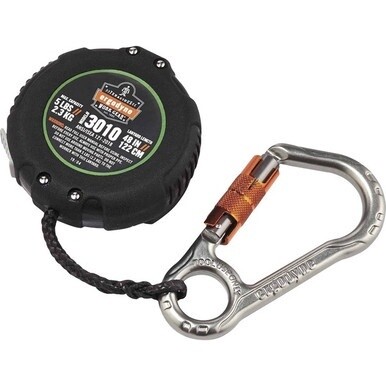 Squids 3010 Retractable Tool Lanyard with Belt Loop Clip - 1 Each - 5 lb Load Capacity - Standard - Carabiner Attachment - 1&quot; Height x 9.3&quot; Width x 48&quot; Length - Black - Aluminum, ABS Plastic