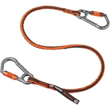 Squids 3118F(x) Tool Lanyard Dual Locking Carabiner - 15lbs - 6 / Carton - 15 lb Load Capacity - Standard - Carabiner Attachment - 11.3&quot; Height x 1&quot; Width x 48&quot; Length - Orange, Gray - Anodized Alumin
