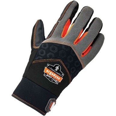 Ergodyne ProFlex 9001 Full-Finger Impact Gloves - Large Size - Black - Shock Resistant, Impact Resistant, Breathable, Knitted, Reinforced Thumb, Molded, ID Tab, Anti-Vibration, Padded Palm - 1 - 1.50&quot;