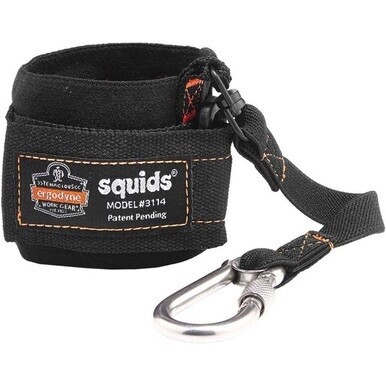 Squids 3114 Pull-on Wrist Lanyard with Carabiner - 3lbs - 6 / Carton - 3 lb Load Capacity - Carabiner Attachment - 8.8&quot; Height x 1&quot; Width x 4&quot; Length - Black - Elastic, Stainless Steel