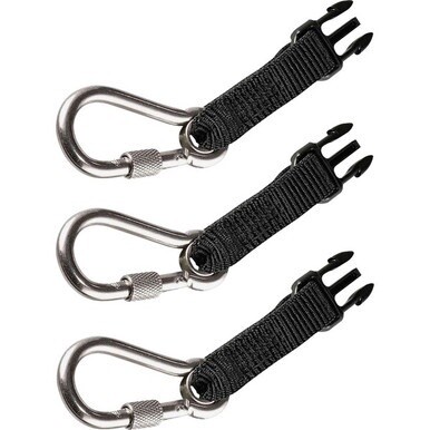 Squids 3025 Retractable Tool Lanyard Accessory Pack - SS Carabiner Attachments - 1 Each - 1 lb Load Capacity - Standard - Carabiner Attachment - 1.5&quot; Height x 7&quot; Width x 5.3&quot; Length - Stainless Steel