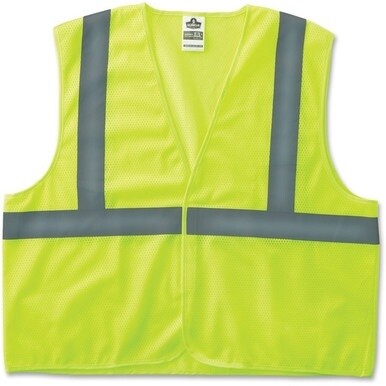 GloWear Class 2 Lime Super Econo Vest - Large/Extra Large Size - Lime - Reflective, Machine Washable, Lightweight, Hook &amp; Loop Closure - 1 Each