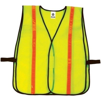 GloWear 8040HL Non-Certified Hi-Gloss Vest - Hook &amp; Loop Closure - Polyester Mesh - Lime - Reflective - 1 Each