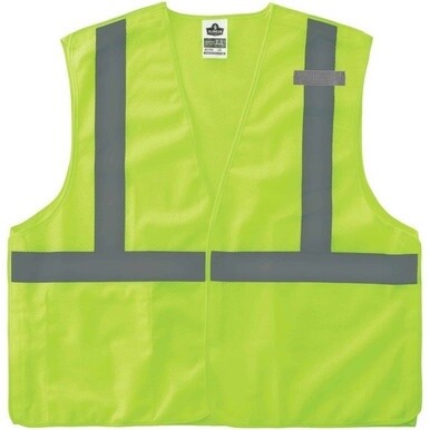 GloWear 8215BA Breakaway Mesh Vest - Recommended for: Construction, Emergency, Warehouse, Baggage Handling - Extra Small Size - Hook &amp; Loop Closure - Polyester Mesh - Lime - High Visibility, Machine W