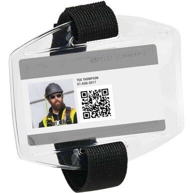 Squids 3386 Arm Band ID/Badge Holder - Support 4&quot; x 2.50&quot; Media - 5.5&quot; x - Elastic, Vinyl - 6 / Carton - Black