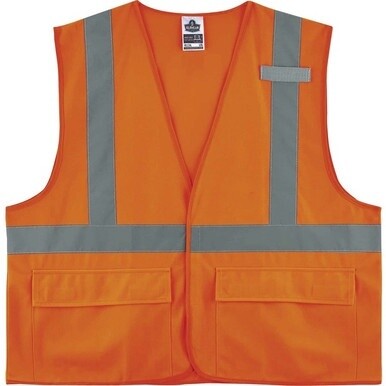 GloWear 8225HL Type R Class 2 Standard Solid Vest - 4-Xtra Large/5-Xtra Large Size - Hook &amp; Loop Closure - Fabric, Polyester - Orange - Pocket, Mic Tab, Reflective - 1 Each