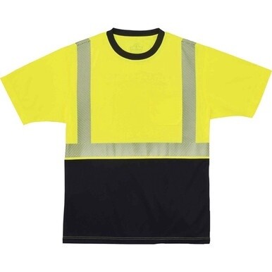 GloWear 8280BK Type R Class 2 Front Performance T-Shirt - Extra Large (XL) Size - Polyester - Lime, Black