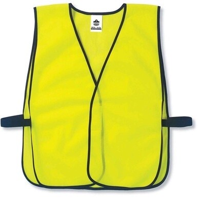 GloWear 8010HL Non-Certified Economy Vest - Hook &amp; Loop Closure - Polyester Mesh - Lime - 1 Each