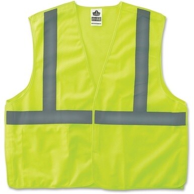 GloWear Lime Econo Breakaway Vest - 2-Xtra Large/3-Xtra Large Size - Lime - Reflective, Machine Washable, Lightweight, Hook &amp; Loop Closure, Pocket - 1 Each