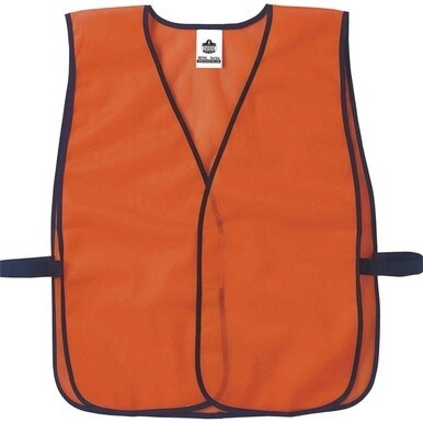 GloWear 8010HL Non-Certified Economy Vest - Hook &amp; Loop Closure - Polyester Mesh - Orange - 1 Each