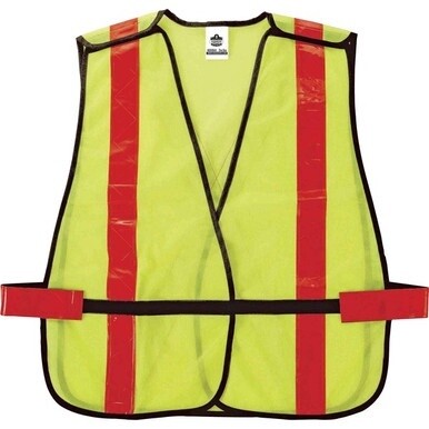 GloWear 8080BAX Non-Certified X-Back Vest - Hook &amp; Loop Closure - Polyester Mesh - Lime - Reflective - 1 Each
