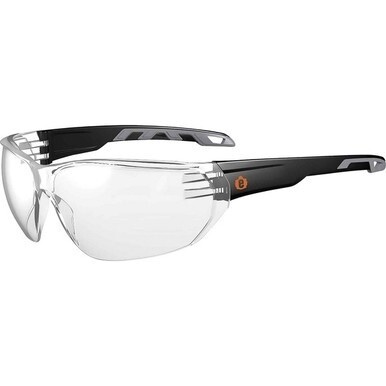 Skullerz VALI Clear Lens Matte Frameless Safety Glasses / Sunglasses - Eye Protection - Matte Black - Clear Lens - Anti-fog, Anti-scratch, UV Resistant, Lightweight, Impact Resistant, Non-Slip Temple,