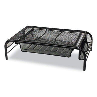 Raise Metal Mesh Monitor Stand with Drawer, 20&quot; x 11.5&quot; x 5.6&quot;, Black, Supports 25 lbs