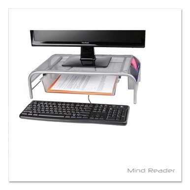 Raise Metal Mesh Monitor Stand with Drawer, 20&quot; x 12&quot; x 5.75&quot;, Silver, Supports 25 lbs