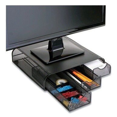 Perch Monitor Stand and Desk Organizer, 13&quot; x 12.5&quot; x 3&quot;, Black