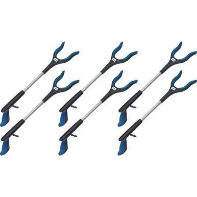 Ettore Grip &#39;n Grab Multipurpose Pickup Tool - 16&quot; Reach - Lightweight, Rust Proof, Articulating Head, Comfortable Handle - Aluminum, Plastic, Rubber - Blue - 6 / Carton
