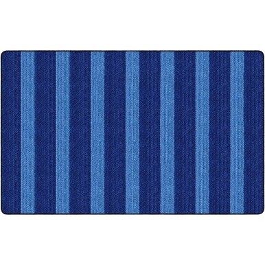 Flagship Carpets Basketweave Stripes Classroom Rug - Floor Rug - 91.20" Length x 12 ft Width - Rectangle - Blue - Nylon