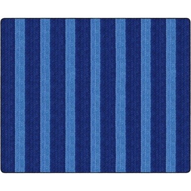 Flagship Carpets Basketweave Stripes Classroom Rug - Floor Rug - 10.60 ft Length x 13.20 ft Width - Rectangle - Blue - Nylon
