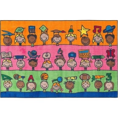 Flagship Carpets Easy Care Fun At School Rug - Floor Rug - 96" Length x 60" Width - Multicolor - Nylon