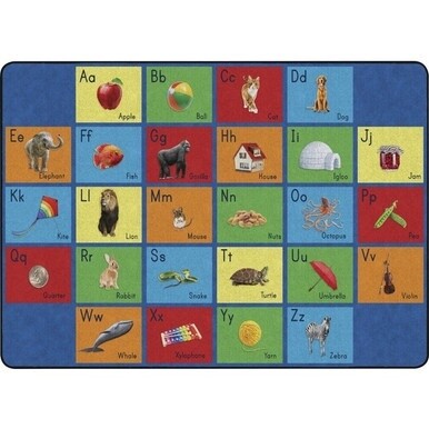 Flagship Carpets See My Alphabet Classroom Rug - Floor Rug - 100" Length x 72" Width x 0.50" Thickness - Rectangle - Multicolor - Yarn